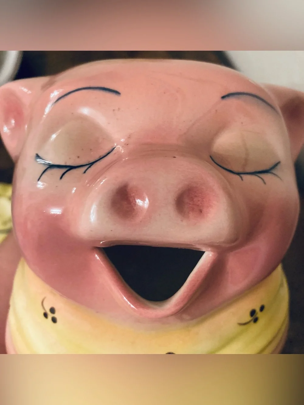 Adorable Vintage Mcm 50s Ceramic Kitschy Pig in Hat with Scarf Pitcher